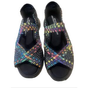 New Skechers Multicolor Lightweight Weave Synergy Sunday Stroll Sandal Size 7.5